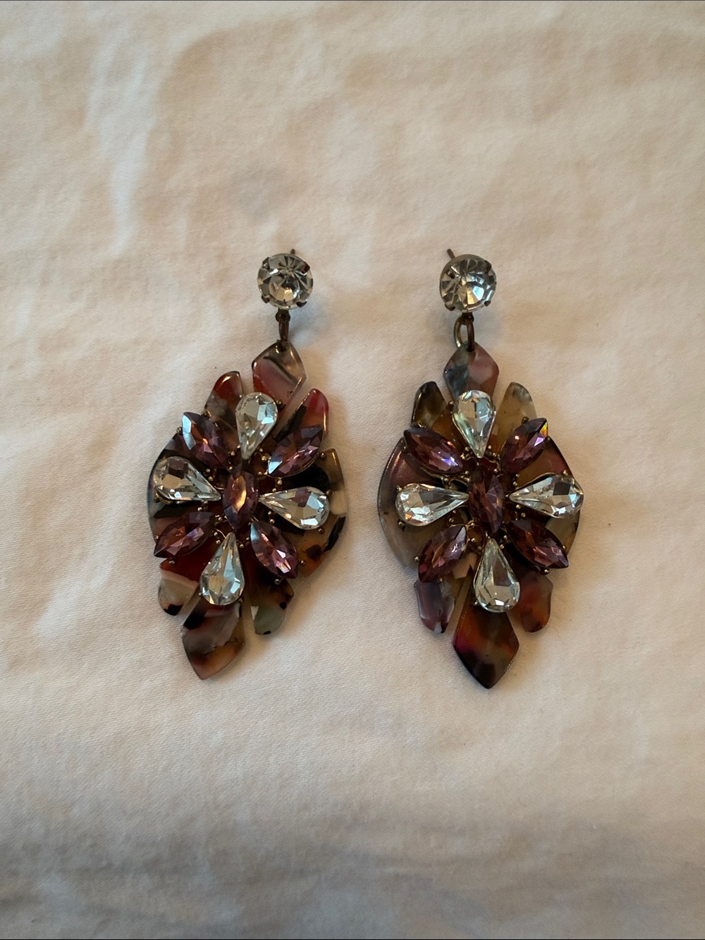 Women’s Multicolor Tortoise Crystal Floral Drop Earrings